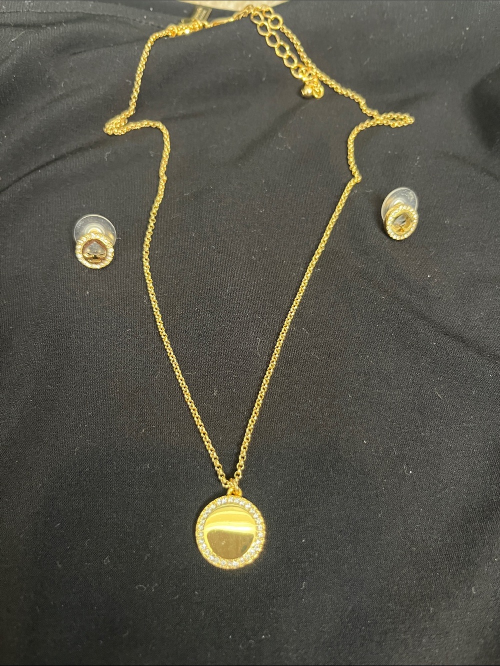 kate spade gold-tone disc pendant necklace with matching studs